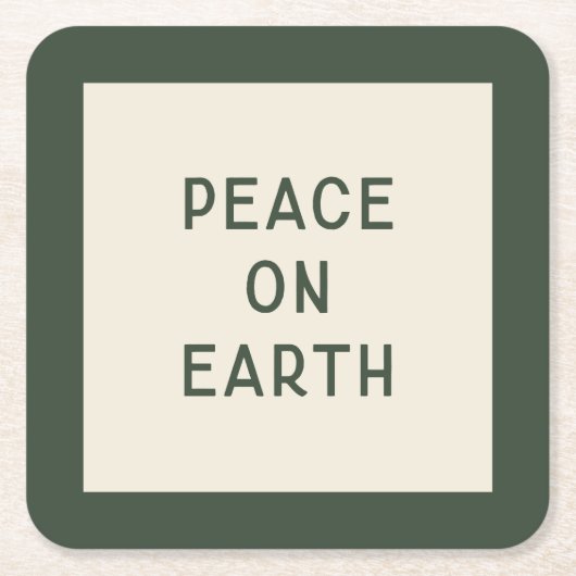 地球の平和 | ミニマルなクリスマスタイポグラフィ スクエアペーパーコースター (正面)