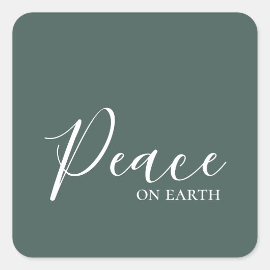 地球の平和 | ミニマルシンプル主義グリーンホリデイ スクエアシール (正面)