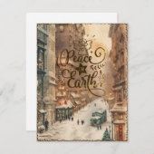 地球の平和 ヴィンテージ ホリデー カード (正面/裏面)