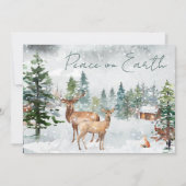 地球の平和 写真 雪の森 鹿 聖書の言葉 シーズンカード (正面)