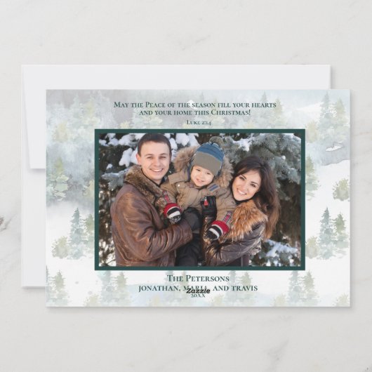 地球の平和 写真 雪の森 鹿 聖書の言葉 シーズンカード (裏面)