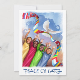 地球の平和。多文化キッズホリデーカード シーズンカード