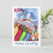 地球の平和。多文化キッズホリデーカード シーズンカード (スタンド正面)