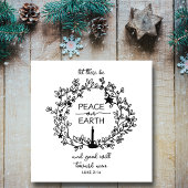 地球の平和 手描きリース フォト ブラック ホワイト シーズンカード