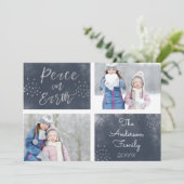 地球の平和 青と銀の水彩写真 シーズンカード (スタンド正面)