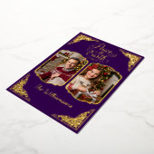 地球の平和、2つの絵、紫、金ゴールド 箔シーズンカード (回転した状態)