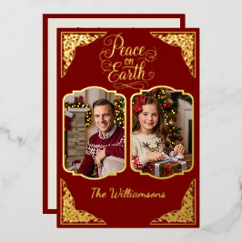 地球の平和、2つの絵、赤、金ゴールド 箔シーズンカード