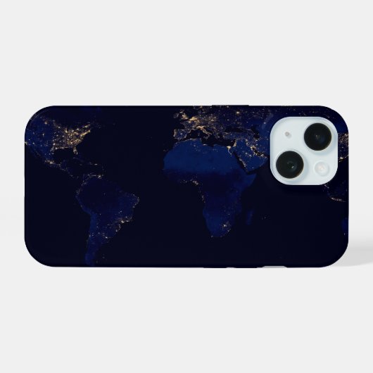地球の平面図 世界の街灯 iPhone 15ケース (裏面横)