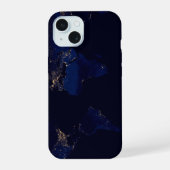 地球の平面図 世界の街灯 iPhone 15ケース (裏面)