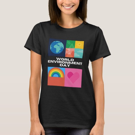 地球の幸せな環境日 Tシャツ (正面)