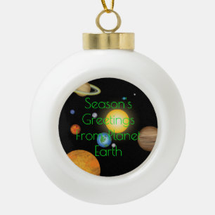 地球の惑星からの季節の挨拶おもしろいクリスマス セラミックボールオーナメント