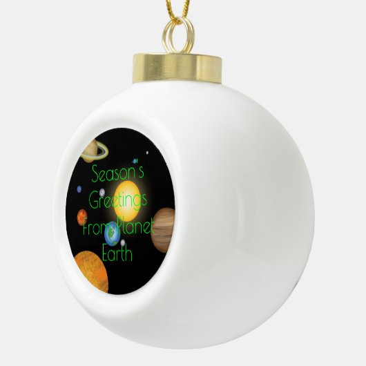 地球の惑星からの季節の挨拶おもしろいクリスマス セラミックボールオーナメント (右)