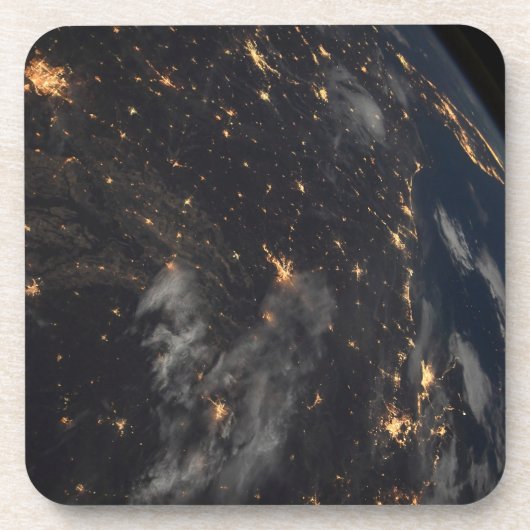 地球の惑星の上の夜の都市灯 コースター (正面)