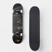 地球の惑星の上の夜の都市灯 スケートボード (正面)