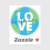 地球の日かわいい青の緑のステートメント惑星グラフィック シール (シート)