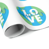 地球の日かわいい青の緑のステートメント惑星グラフィック ラッピングペーパー (ロールコーナー)