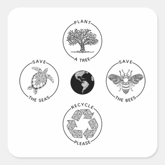 地球の日が地球を救う スクエアシール (正面)