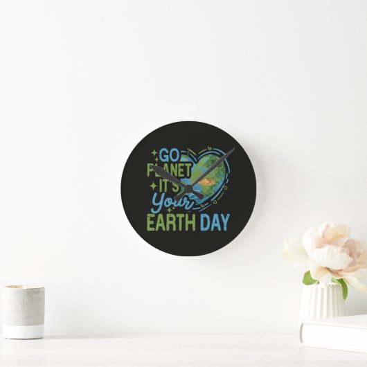 地球の日です Go Planet ラウンド壁時計 (ホーム)