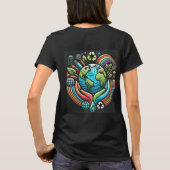地球の日のアクション女性の基本への呼び出し Tシャツ (裏面)