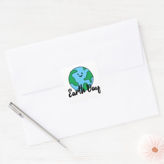 地球の日の世界エコフライドアイコンハッピーアースクリパ スクエアシール (封筒)