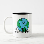 地球の日の世界エコフライドアイコンハッピーアースクリパ ツートーンマグカップ (左)