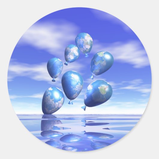 地球の日の世界バルーン ラウンドシール (正面)