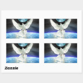 地球の日の出に平和の鳩 長方形シール (シート)