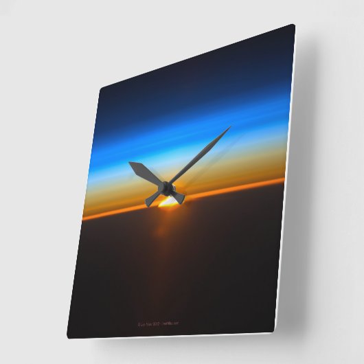 地球の日の出のエッジから宇宙正方形クロック スクエア壁時計 (傾斜)