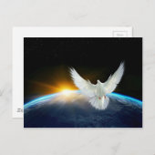 地球の日の出をめぐる平和のハト ポストカード (正面/裏面)