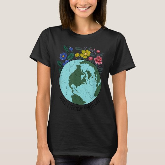 地球の日の地球の花の芸術を復元する惑星を保存 Tシャツ (正面)