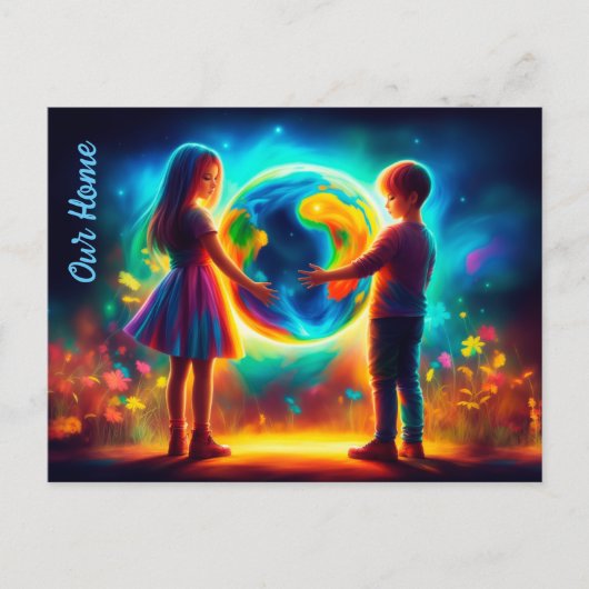 地球の日の子ども世界の環境自然 ポストカード (正面)