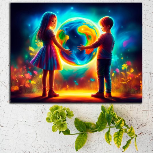 地球の日の子ども世界の環境自然 ポストカード