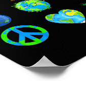 地球の日の平和行く植物救水救助動物 ポスター (角)