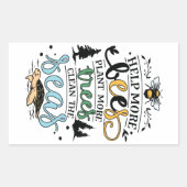 地球の日の救済ハチは、木を植える清潔な海の引用文 長方形シール (正面)