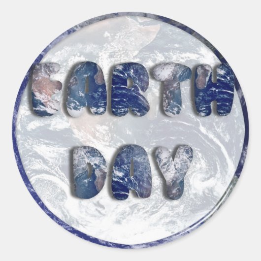 地球の日の文字(地球の背景あり) ラウンドシール (正面)