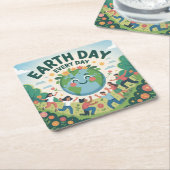 地球の日の毎日コースターセット スクエアペーパーコースター (アングル)