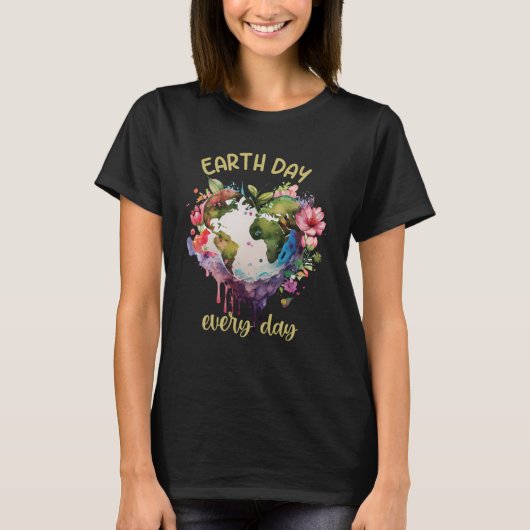 地球の日の毎日プラネットアースの日2023虹 Tシャツ (正面)
