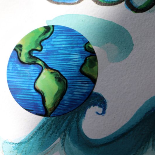 地球の日の水の色の環境保護のアートワーク ラウンドシール