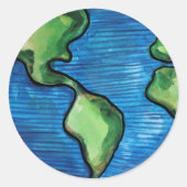 地球の日の水の色の環境保護のアートワーク ラウンドシール (正面)