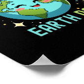 地球の日の環境かわいい地球とフローラ ポスター (角)