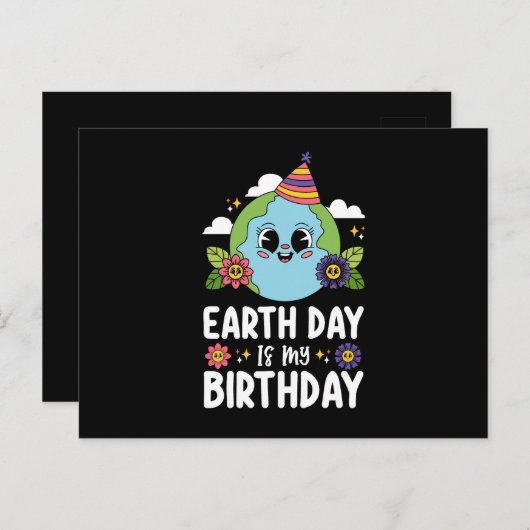 地球の日は私の誕生日おもしろい惑星自然 ポストカード (正面/裏面)