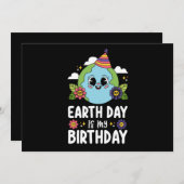 地球の日は私の誕生日おもしろい惑星自然 招待状 (正面/裏面)