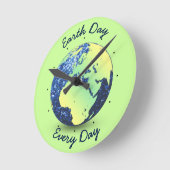 地球の日をパーソナライズする青い輝き地球 スクエア壁時計 (傾斜)