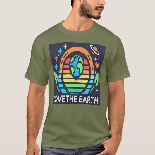 地球の日ダーク地球に優しアース愛 Tシャツ (正面)