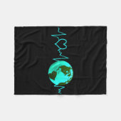 地球の日ハートビートリサイクル気候変動アクション フリースブランケット (正面(横))