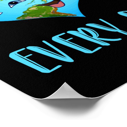 地球の日地球の日の毎日かわいいハート惑星 ポスター (角)