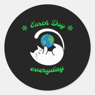 地球の日救毎日おもしろい地球の猫 ラウンドシール