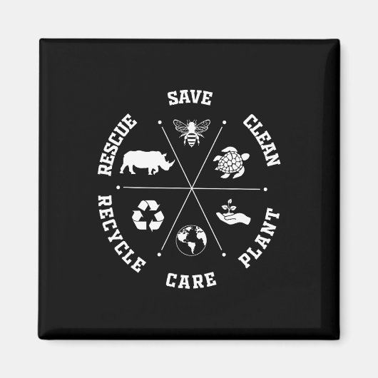 地球の日救蜂救助動物リサイクルプラスチック マグネット (正面)