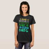 地球の日救蜂救助動物リサイクルプラスチック Tシャツ (正面フル)