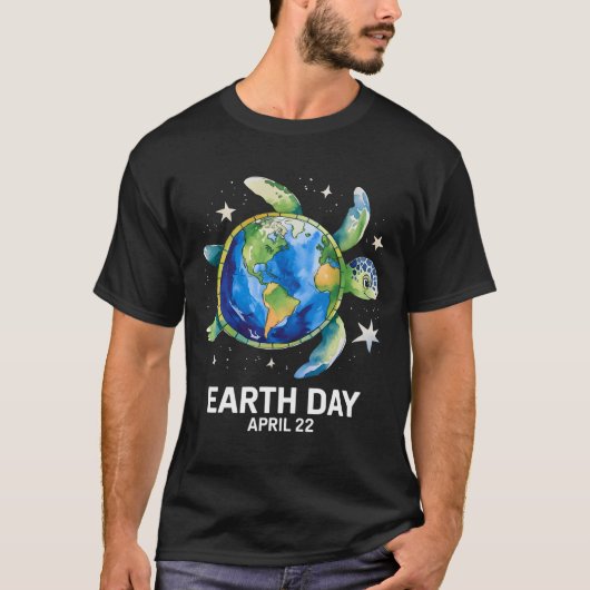地球の日2025地球の海の亀の芸術を復元救T Tシャツ (正面)